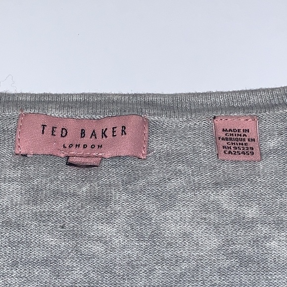 Ted BAKER LONDON Women Marle Grey Yalong Gros Grain Bow Cardigan size 4/US 10 - Picture 10 of 15